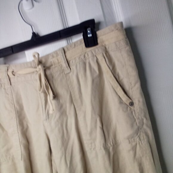 Sonoma Capri Pants Women 6 Drawstring Linen Blend Tan - Picture 4 of 12
